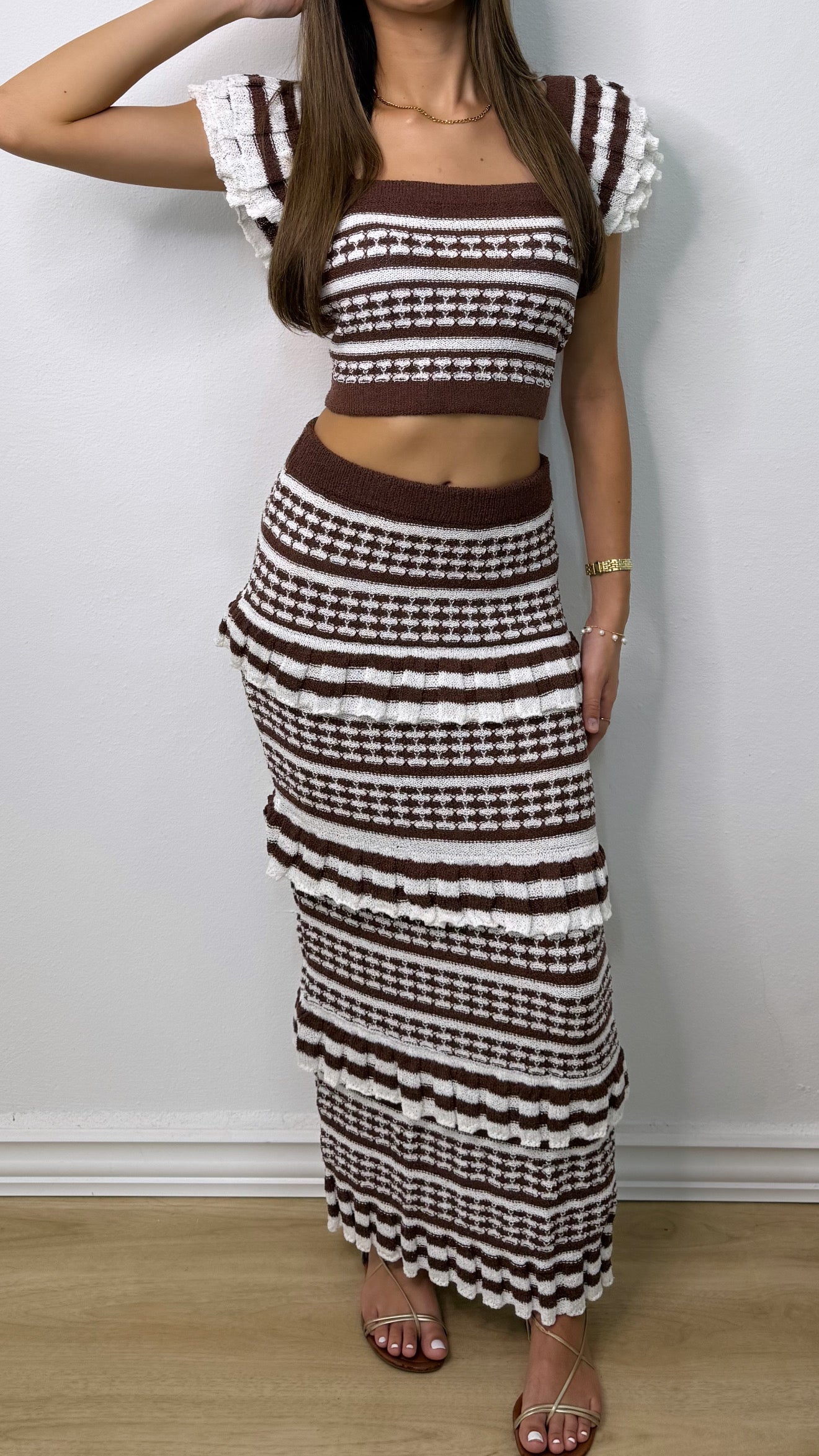 SKIRT WHITE AND BROWN