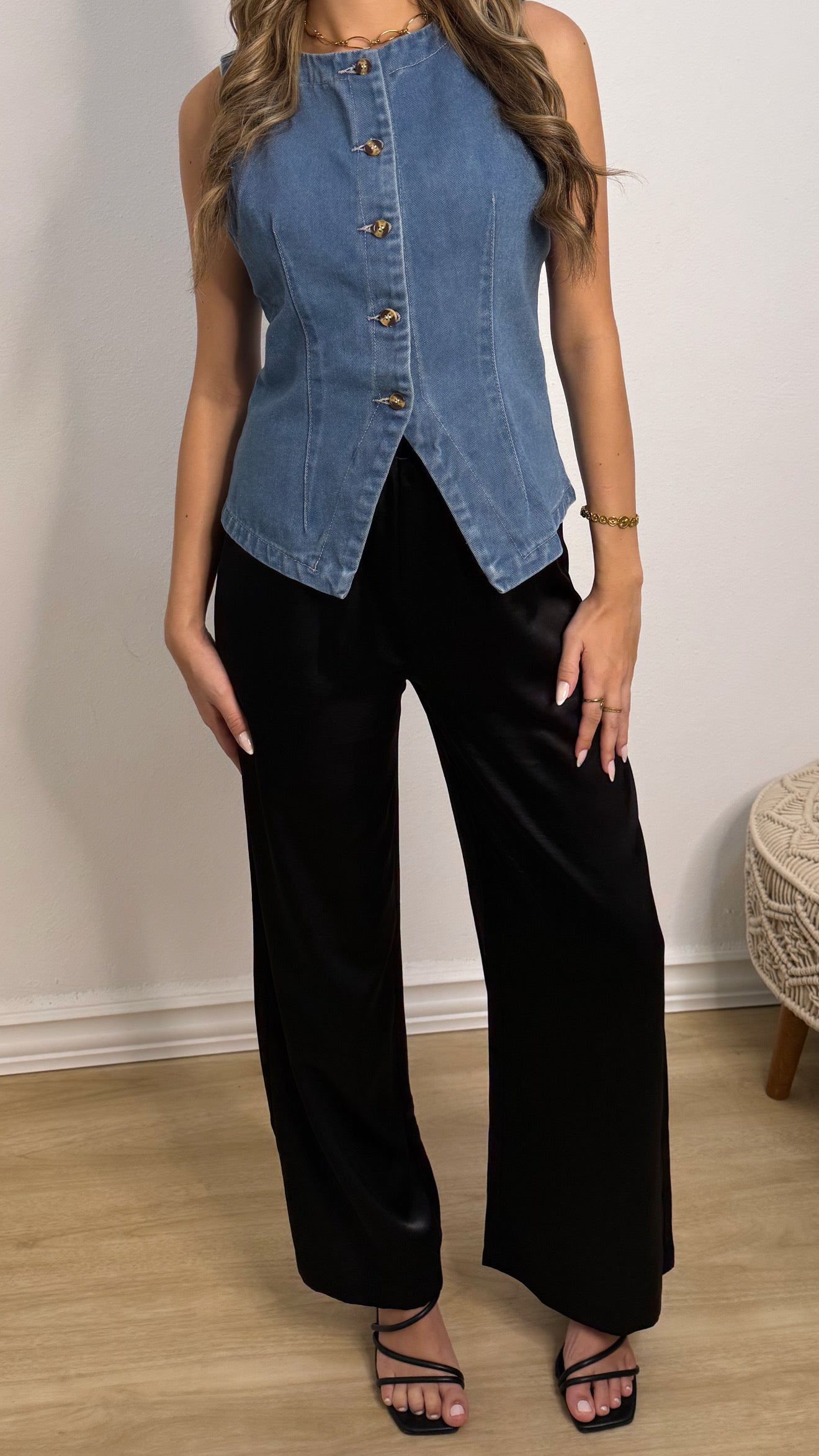 BLACK SATIN PANTS