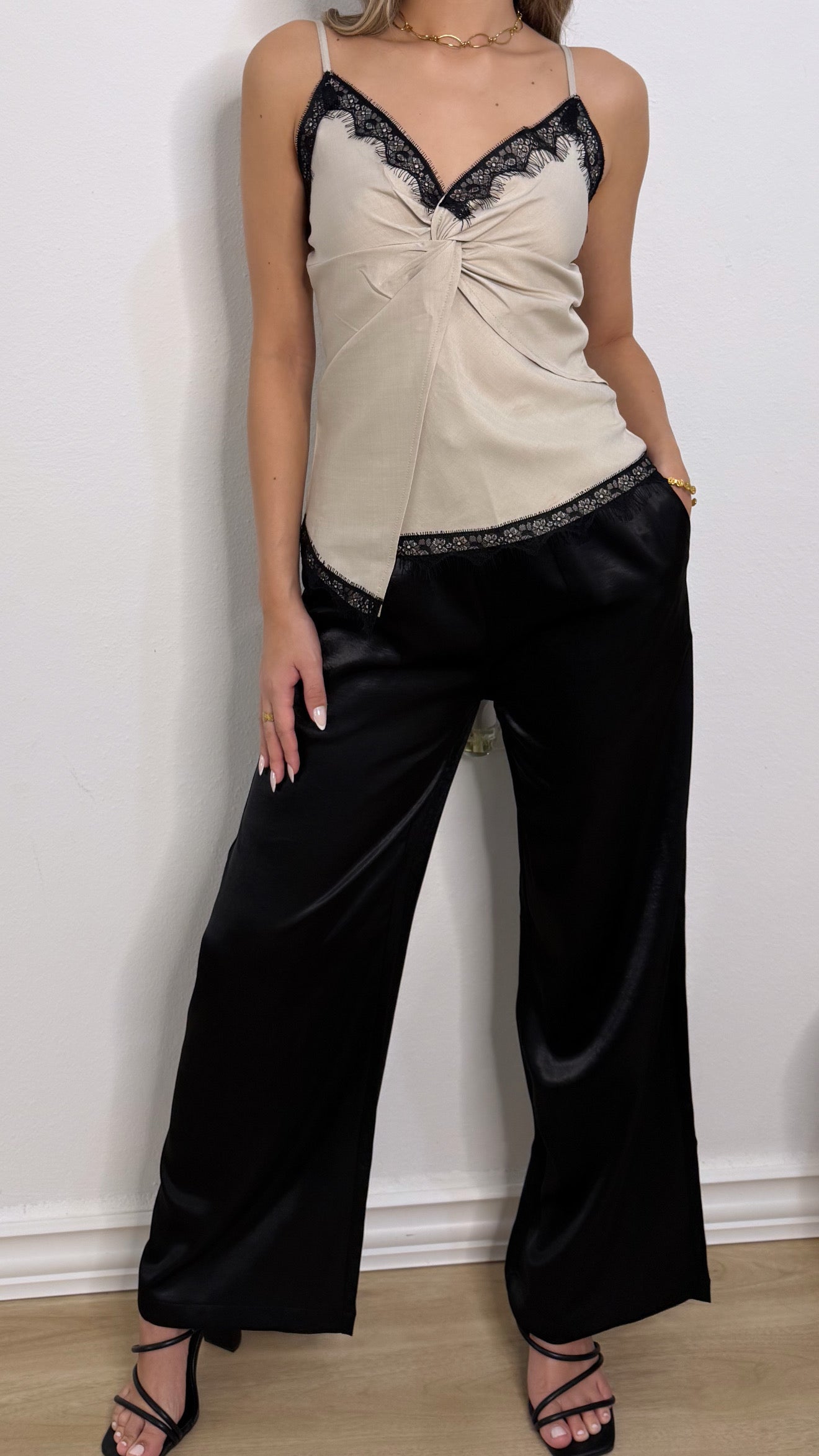 BLACK SATIN PANTS